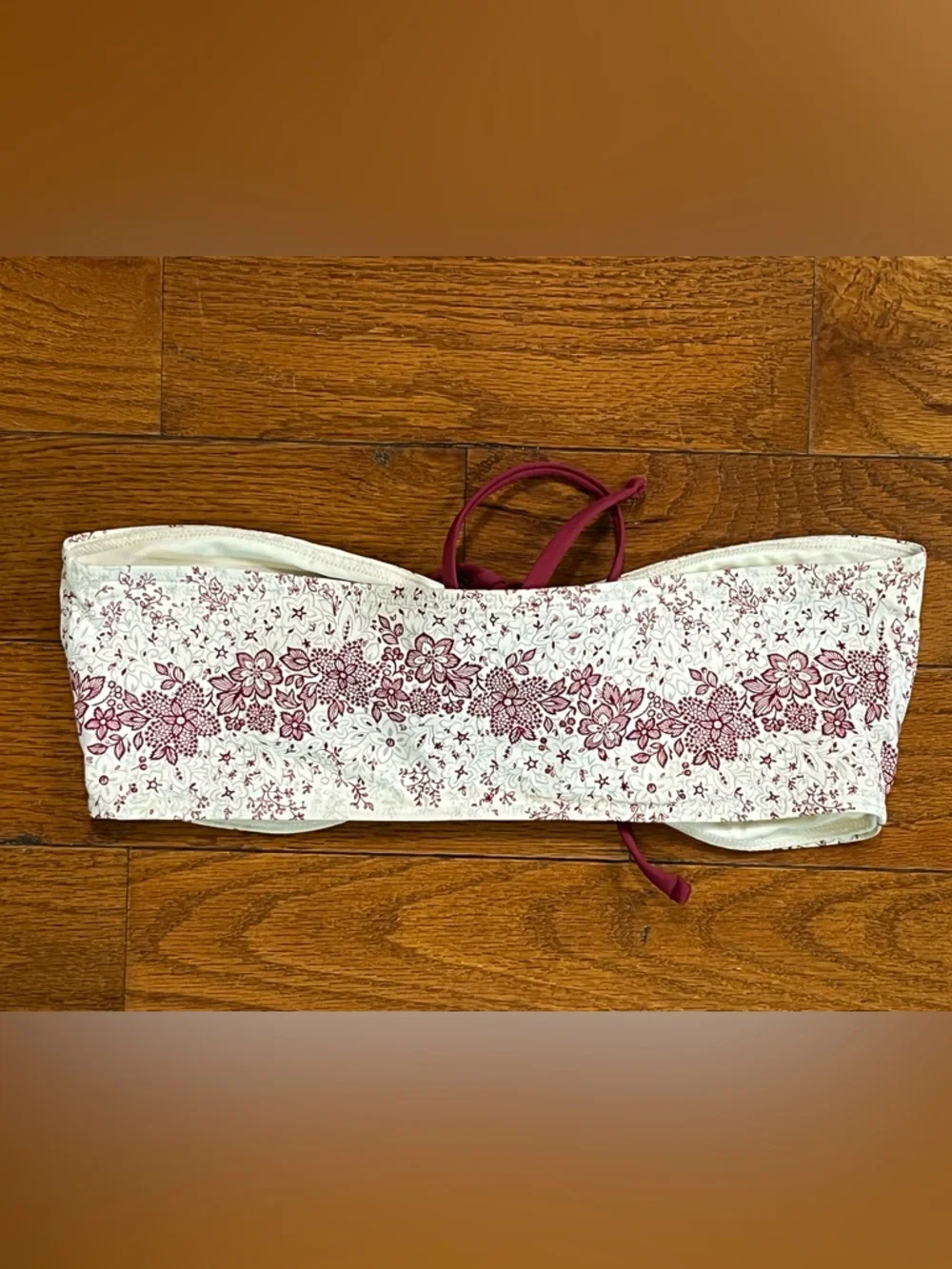 Frankies Bikinis Jeanette Floral Strapless Bandeau Bikini Top Women’s M